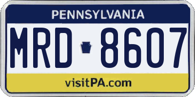 PA license plate MRD8607