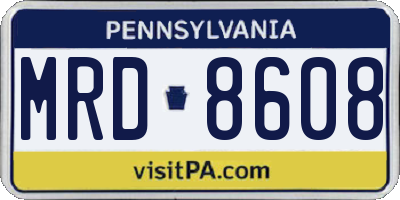PA license plate MRD8608
