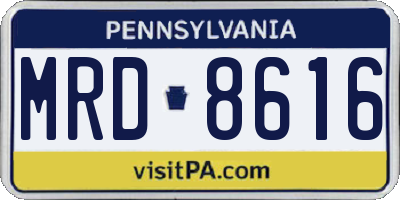 PA license plate MRD8616