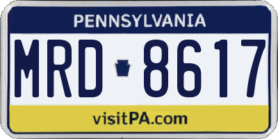 PA license plate MRD8617