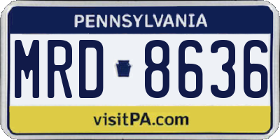 PA license plate MRD8636