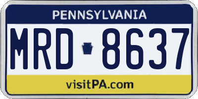 PA license plate MRD8637