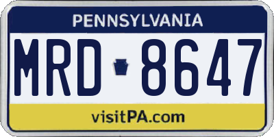 PA license plate MRD8647