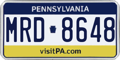PA license plate MRD8648