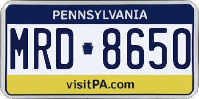 PA license plate MRD8650