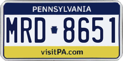 PA license plate MRD8651