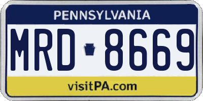 PA license plate MRD8669
