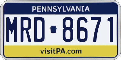 PA license plate MRD8671