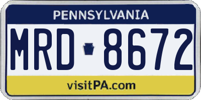 PA license plate MRD8672