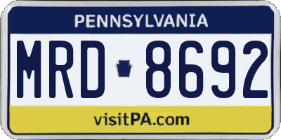 PA license plate MRD8692