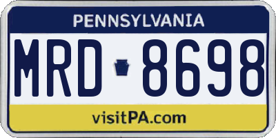 PA license plate MRD8698