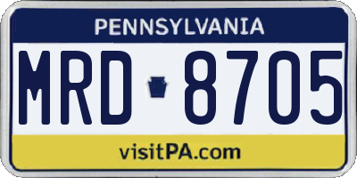 PA license plate MRD8705