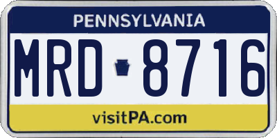 PA license plate MRD8716