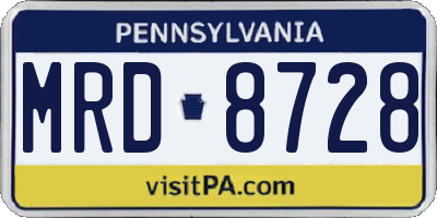 PA license plate MRD8728