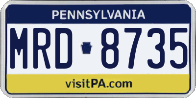 PA license plate MRD8735