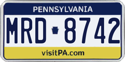 PA license plate MRD8742