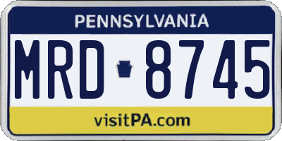 PA license plate MRD8745