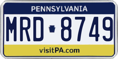 PA license plate MRD8749