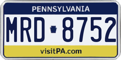 PA license plate MRD8752