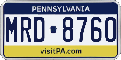 PA license plate MRD8760