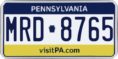 PA license plate MRD8765