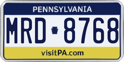 PA license plate MRD8768
