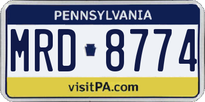 PA license plate MRD8774
