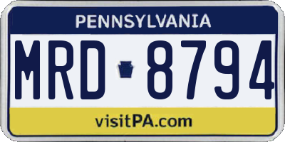 PA license plate MRD8794