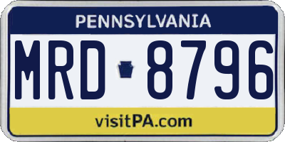 PA license plate MRD8796