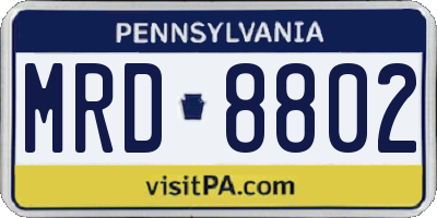 PA license plate MRD8802