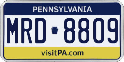PA license plate MRD8809
