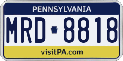 PA license plate MRD8818
