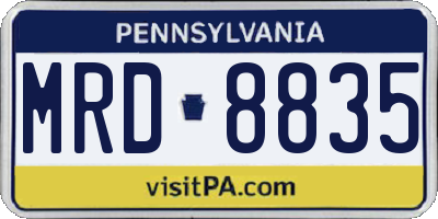 PA license plate MRD8835