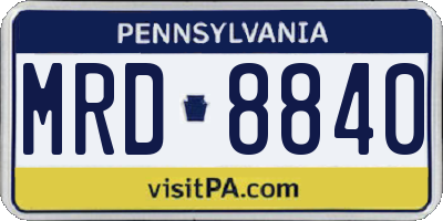 PA license plate MRD8840