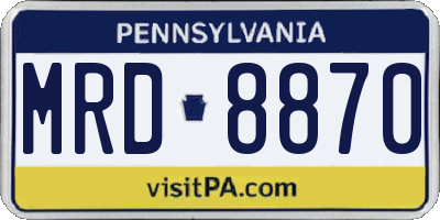 PA license plate MRD8870