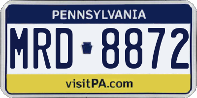 PA license plate MRD8872