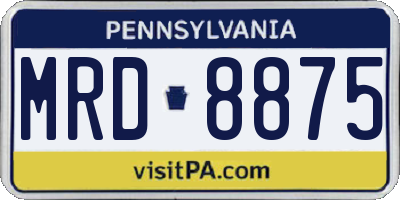PA license plate MRD8875