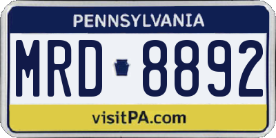 PA license plate MRD8892
