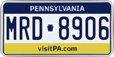 PA license plate MRD8906