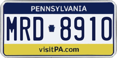 PA license plate MRD8910