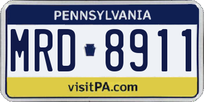 PA license plate MRD8911