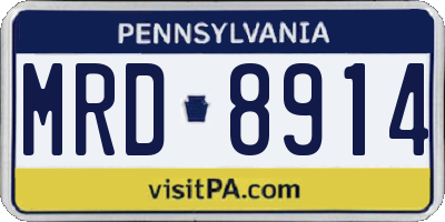 PA license plate MRD8914