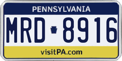 PA license plate MRD8916