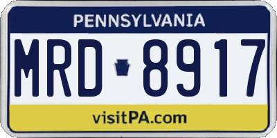 PA license plate MRD8917