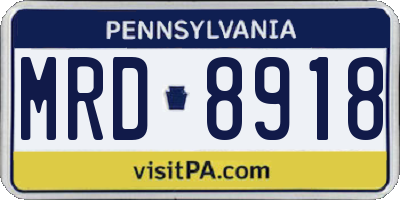PA license plate MRD8918