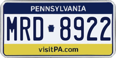 PA license plate MRD8922