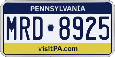 PA license plate MRD8925