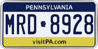 PA license plate MRD8928