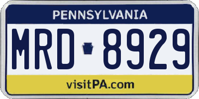 PA license plate MRD8929