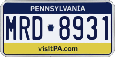 PA license plate MRD8931